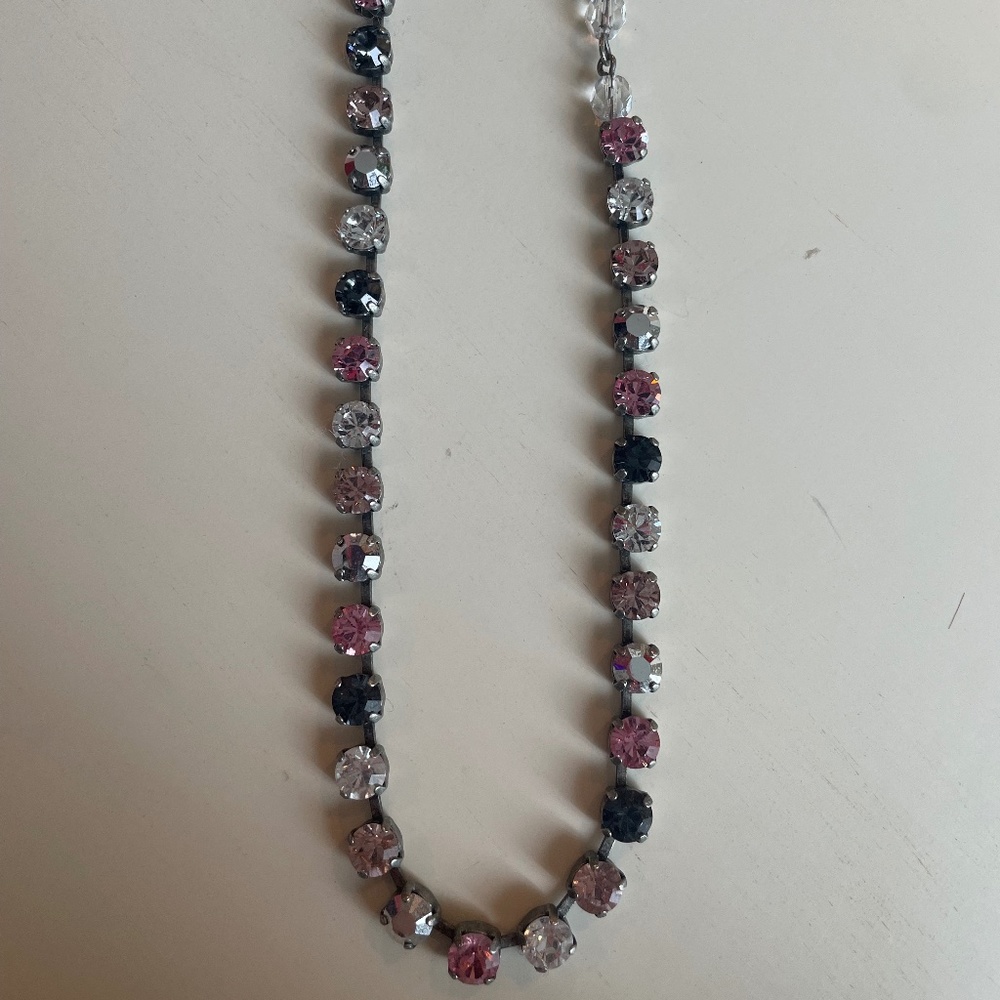 Sabika Small Stone Pink and Grey Stone Necklace